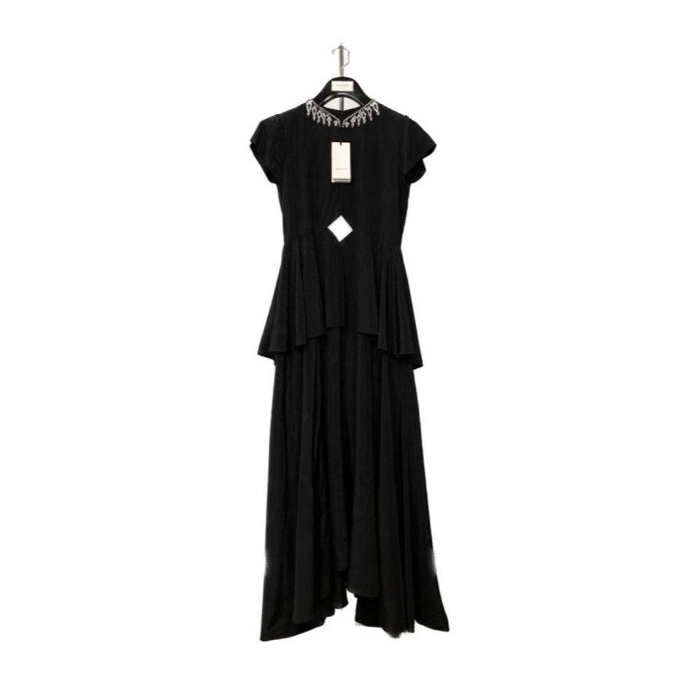 Gucci Black Embellished Collar Peplum Tiered Dress Made In Italy - Size S